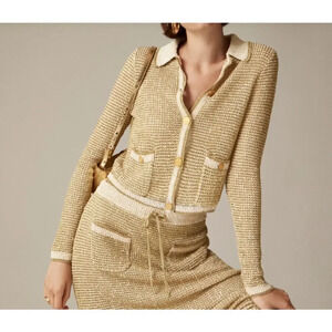 J.Crew Collared cardigan sweater in metallic yarn Size Large NWT